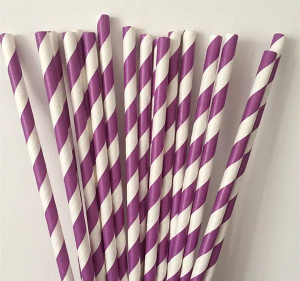 best 25pcs Purple And Light Purple Stripe Dot Paper Straws For Birthday Wedding Decorative Party Event Drinking Straws Supplies shop online at M2K Trends for
