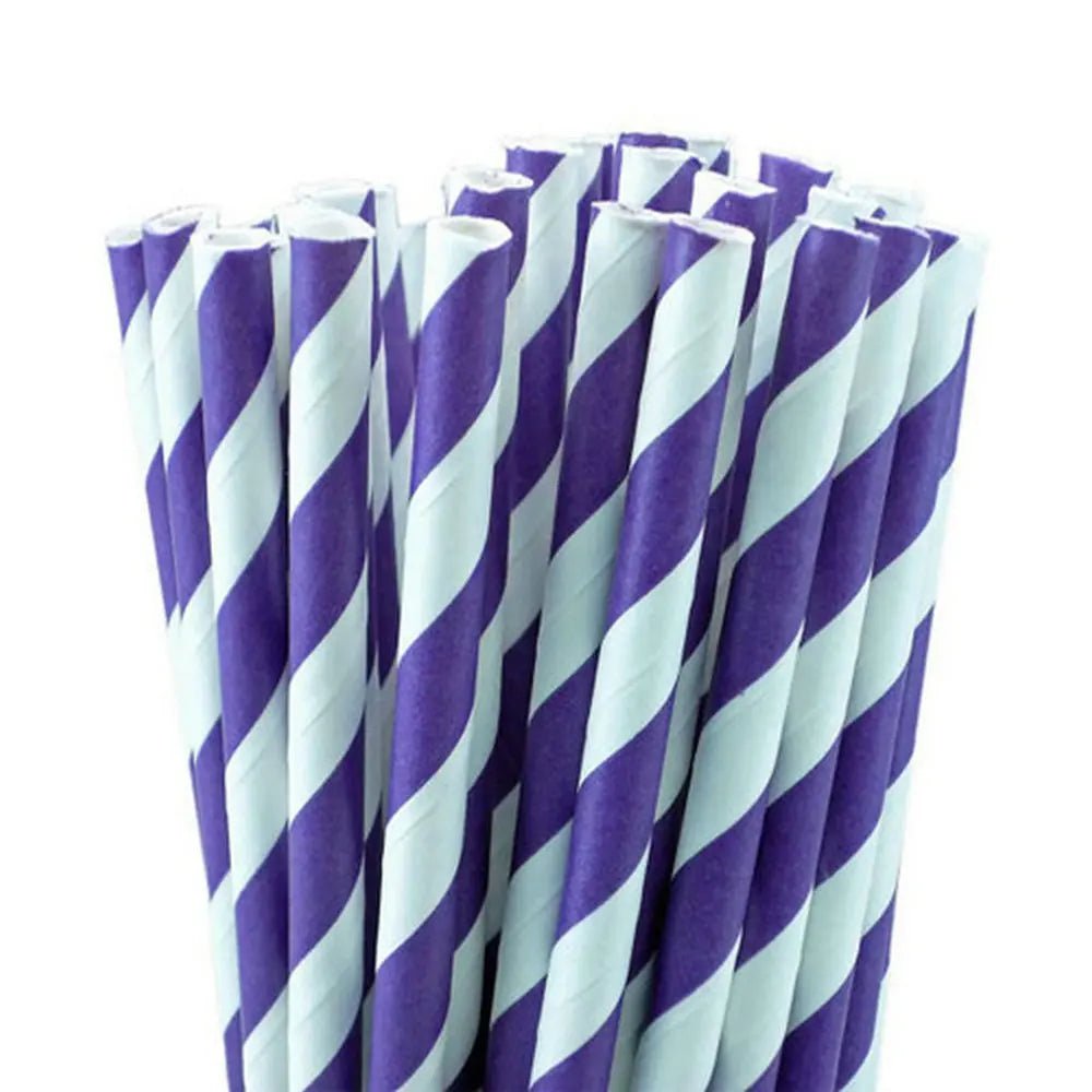 best 25pcs Purple And Light Purple Stripe Dot Paper Straws For Birthday Wedding Decorative Party Event Drinking Straws Supplies shop online at M2K Trends for