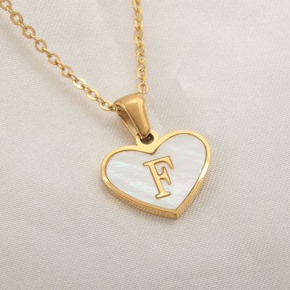 best 26 Letter Heart-shaped Necklace White Shell Love Clavicle Chain Fashion Personalized Necklace For Women Jewelry Valentine's Day neckless shop online at M2K Trends for neckless