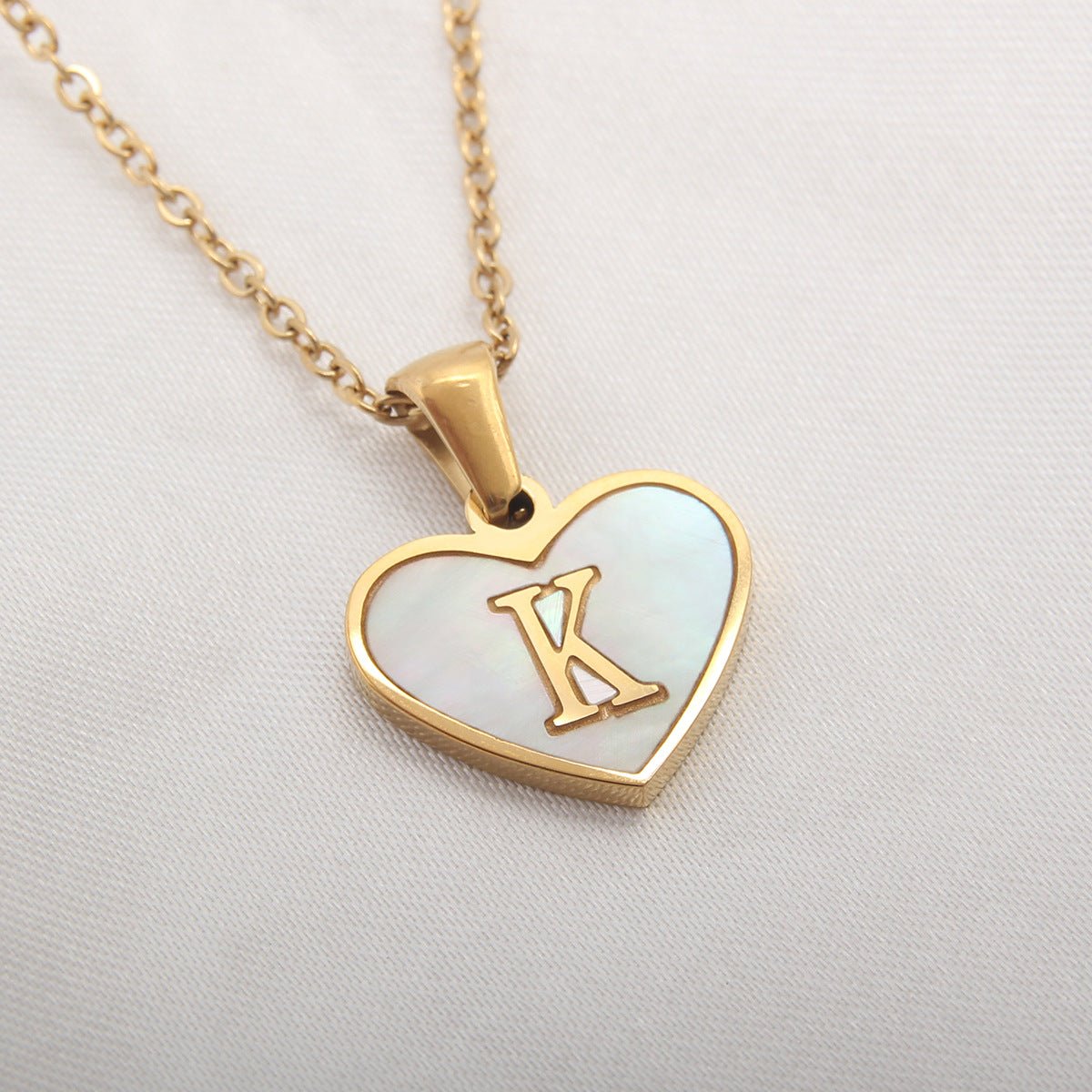 best 26 Letter Heart-shaped Necklace White Shell Love Clavicle Chain Fashion Personalized Necklace For Women Jewelry Valentine's Day neckless shop online at M2K Trends for neckless