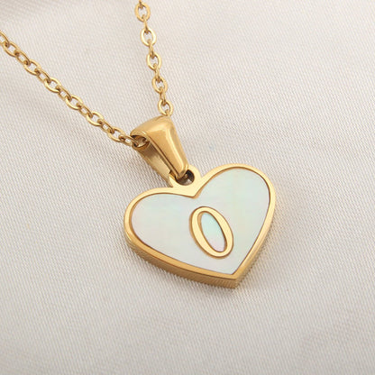 best 26 Letter Heart-shaped Necklace White Shell Love Clavicle Chain Fashion Personalized Necklace For Women Jewelry Valentine's Day neckless shop online at M2K Trends for neckless