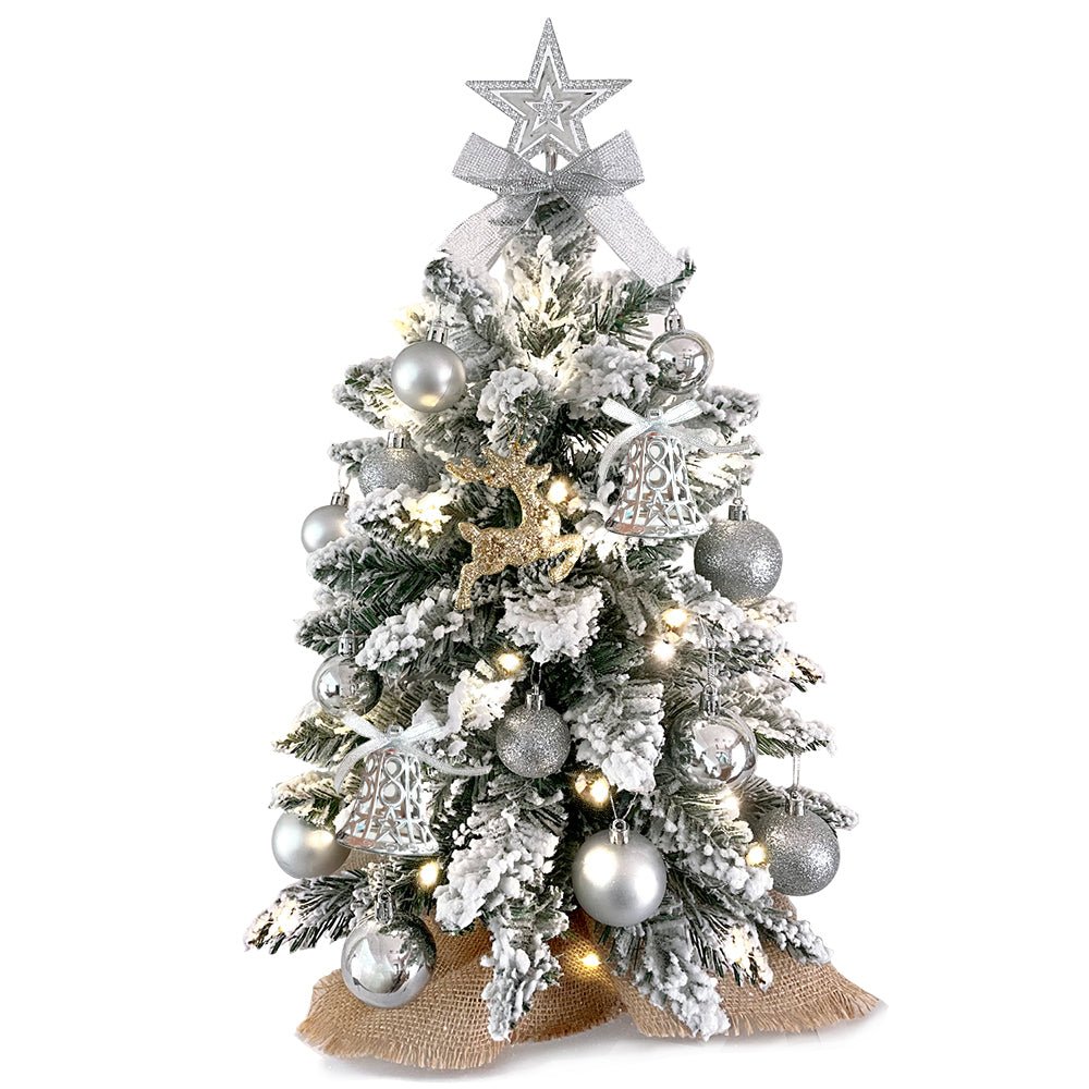 best 2ft Mini Christmas Tree With Light Artificial Small Tabletop Christmas Decoration With Flocked Snow, Exquisite Decor & Xmas Ornaments For Table Top For Home & Office 5 shop online at M2K Trends for