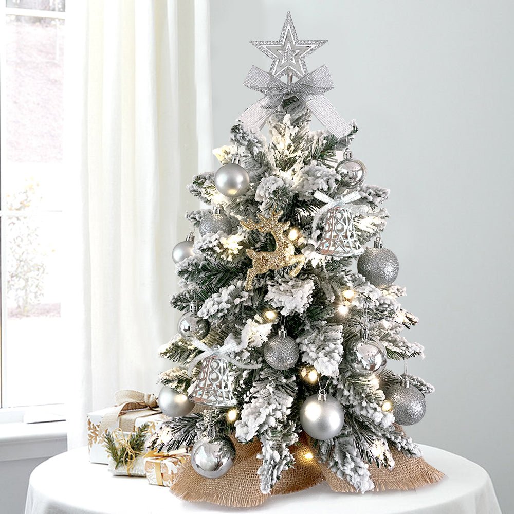 best 2ft Mini Christmas Tree With Light Artificial Small Tabletop Christmas Decoration With Flocked Snow, Exquisite Decor & Xmas Ornaments For Table Top For Home & Office 5 shop online at M2K Trends for