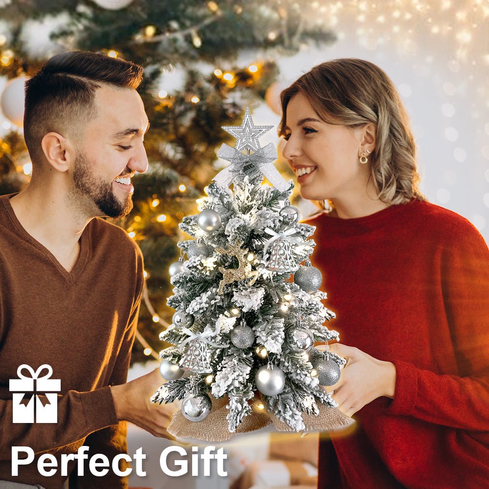 best 2ft Mini Christmas Tree With Light Artificial Small Tabletop Christmas Decoration With Flocked Snow, Exquisite Decor & Xmas Ornaments For Table Top For Home & Office 5 shop online at M2K Trends for