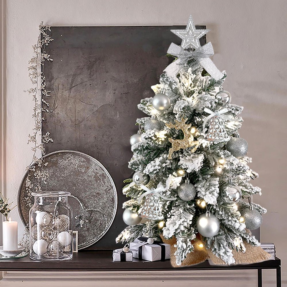 best 2ft Mini Christmas Tree With Light Artificial Small Tabletop Christmas Decoration With Flocked Snow, Exquisite Decor & Xmas Ornaments For Table Top For Home & Office 5 shop online at M2K Trends for