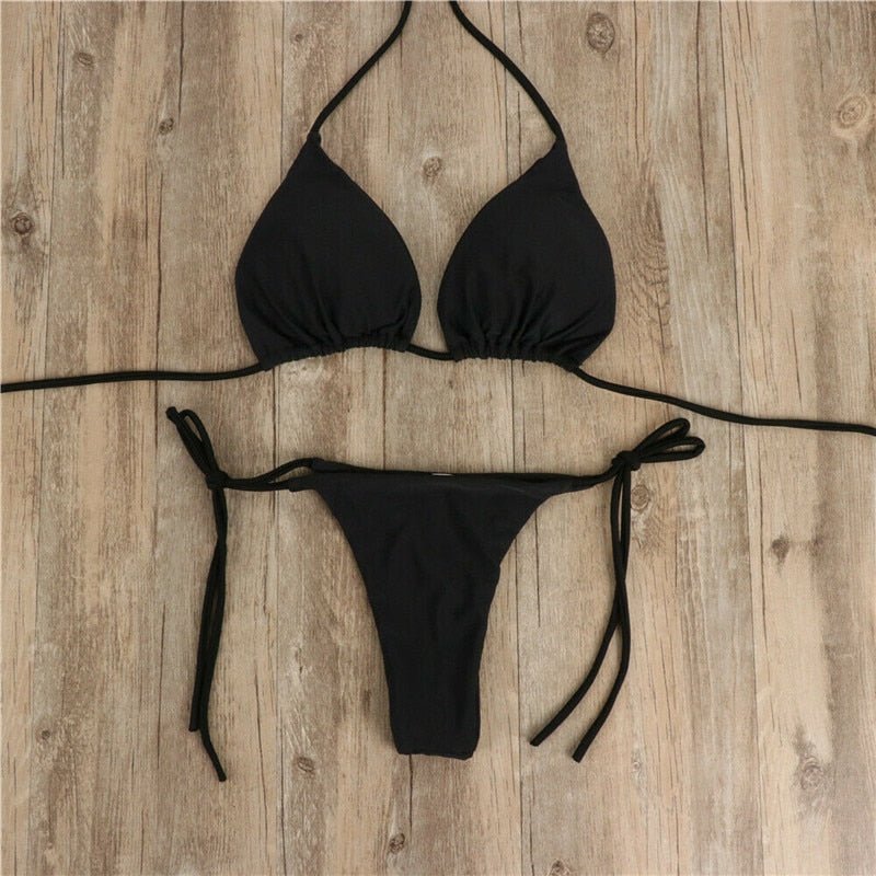 best 2pcs Sexy Women Summer Swimwear Bikini Set Bra Tie Side G-String Thong Beach e Suit Swimsuit Bathing Suit Swimming Suit 0 shop online at M2K Trends for