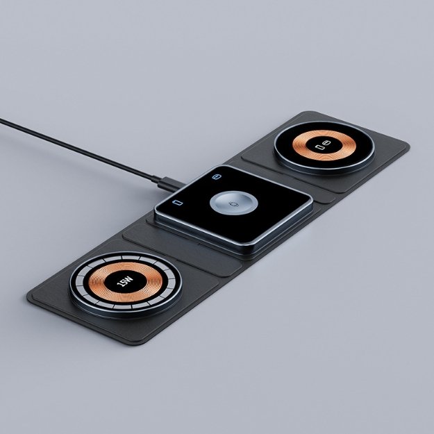 best 3 IN 1 Magnetic Folding Wireless Charger Station For IPhone Transparent Fast Charging For IWatch And Airpods charger shop online at M2K Trends for Wireless