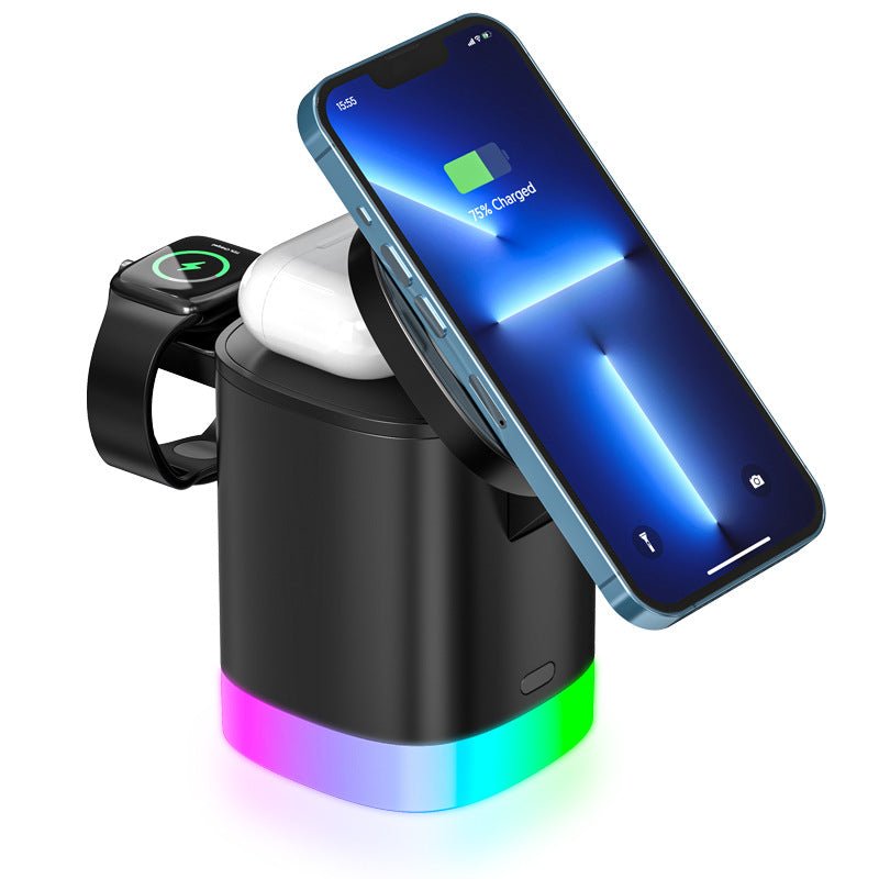 best 3 In 1 Magnetic Wireless Fast Charger For Smart Phone RGB Ambient Light Charging Station For Airpods IWatch Electronics shop online at M2K Trends for Wireless
