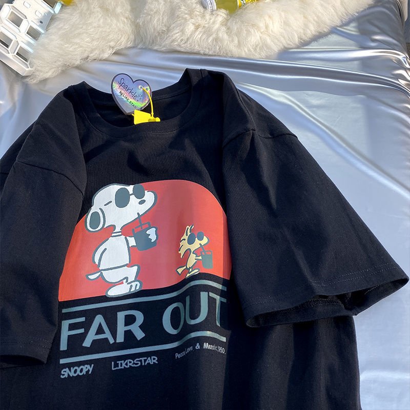 best 3 Styles Snoopy Sunglasses 100% Cotton T-Shirt Short-Sleeved Loose Tide Retro Body Shirts S-4Xl Anime Plush for Couples Dress 0 shop online at M2K Trends for