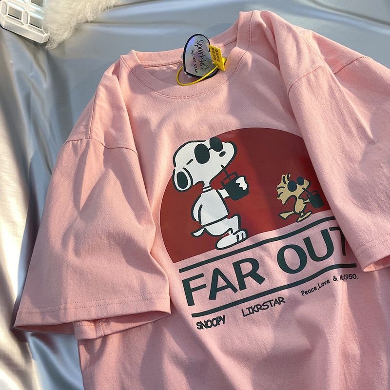 best 3 Styles Snoopy Sunglasses 100% Cotton T-Shirt Short-Sleeved Loose Tide Retro Body Shirts S-4Xl Anime Plush for Couples Dress 0 shop online at M2K Trends for