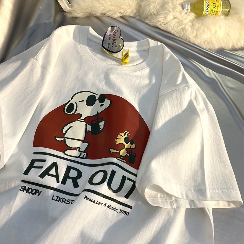 best 3 Styles Snoopy Sunglasses 100% Cotton T-Shirt Short-Sleeved Loose Tide Retro Body Shirts S-4Xl Anime Plush for Couples Dress 0 shop online at M2K Trends for