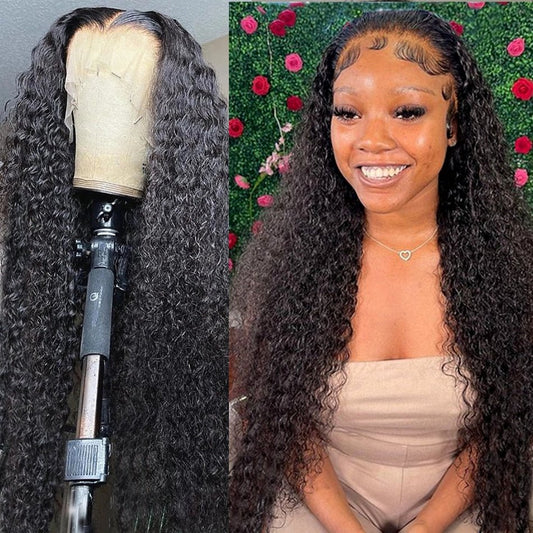 best 30 40 Inch Deep Wave Frontal Wig Human Hair 13x4 Curly Lace Front Wig Full Transparent HD Lace Water Wigs 180 Density Brazilian 0 shop online at M2K Trends for
