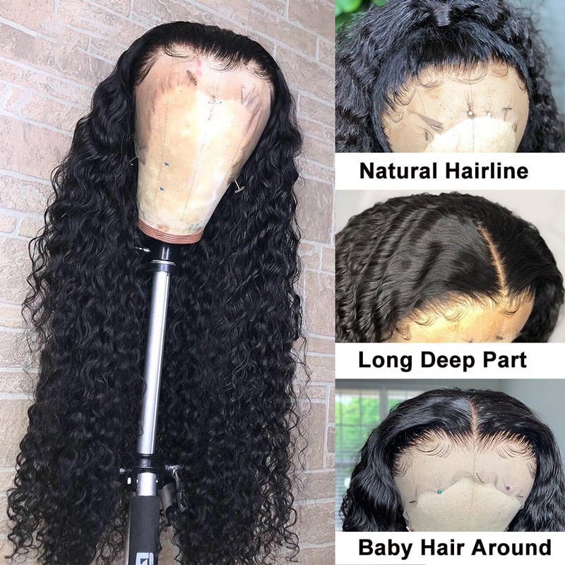 best 30 40 Inch Deep Wave Frontal Wig Human Hair 13x4 Curly Lace Front Wig Full Transparent HD Lace Water Wigs 180 Density Brazilian 0 shop online at M2K Trends for