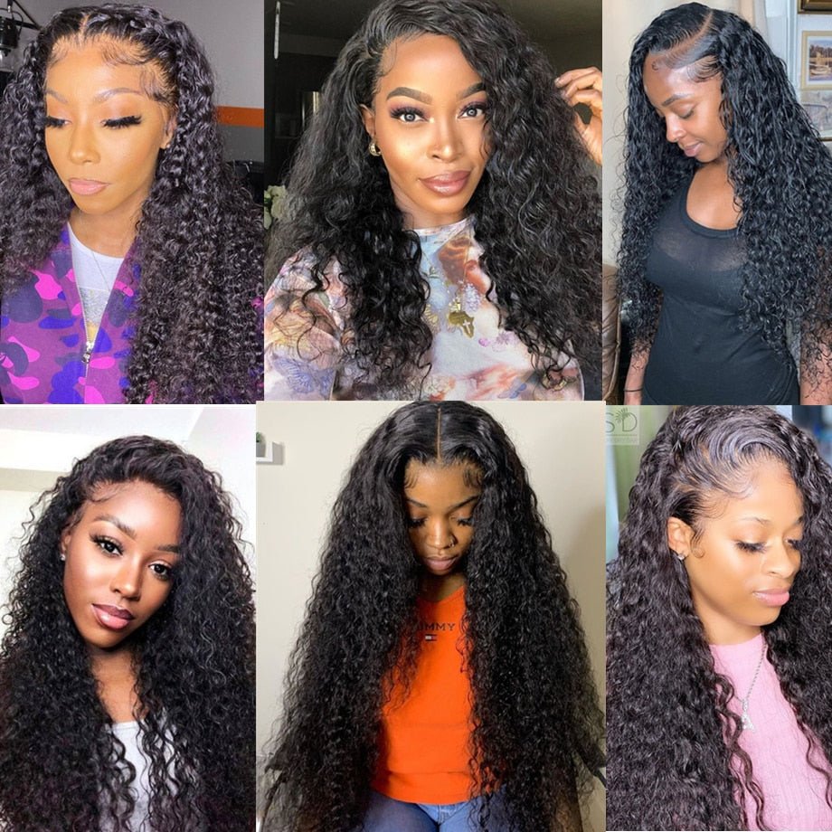 best 30 40 Inch Deep Wave Frontal Wig Human Hair 13x4 Curly Lace Front Wig Full Transparent HD Lace Water Wigs 180 Density Brazilian 0 shop online at M2K Trends for