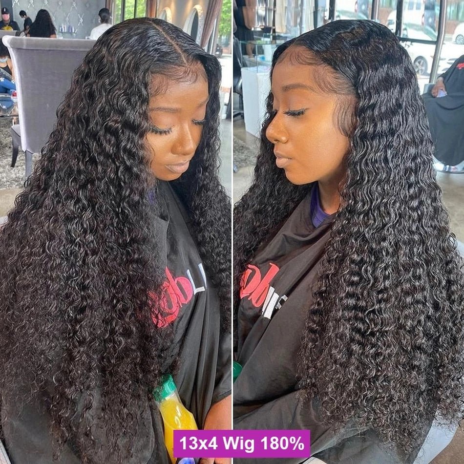 best 30 40 Inch Deep Wave Frontal Wig Human Hair 13x4 Curly Lace Front Wig Full Transparent HD Lace Water Wigs 180 Density Brazilian 0 shop online at M2K Trends for