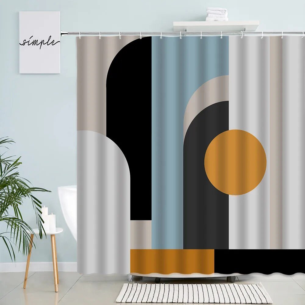 best 3D Black Red Grey White Splicing Geometric Shower Curtain Plaid Creative Design Modern Home Bathroom Decor Curtains Fabric Hooks shop online at M2K Trends for