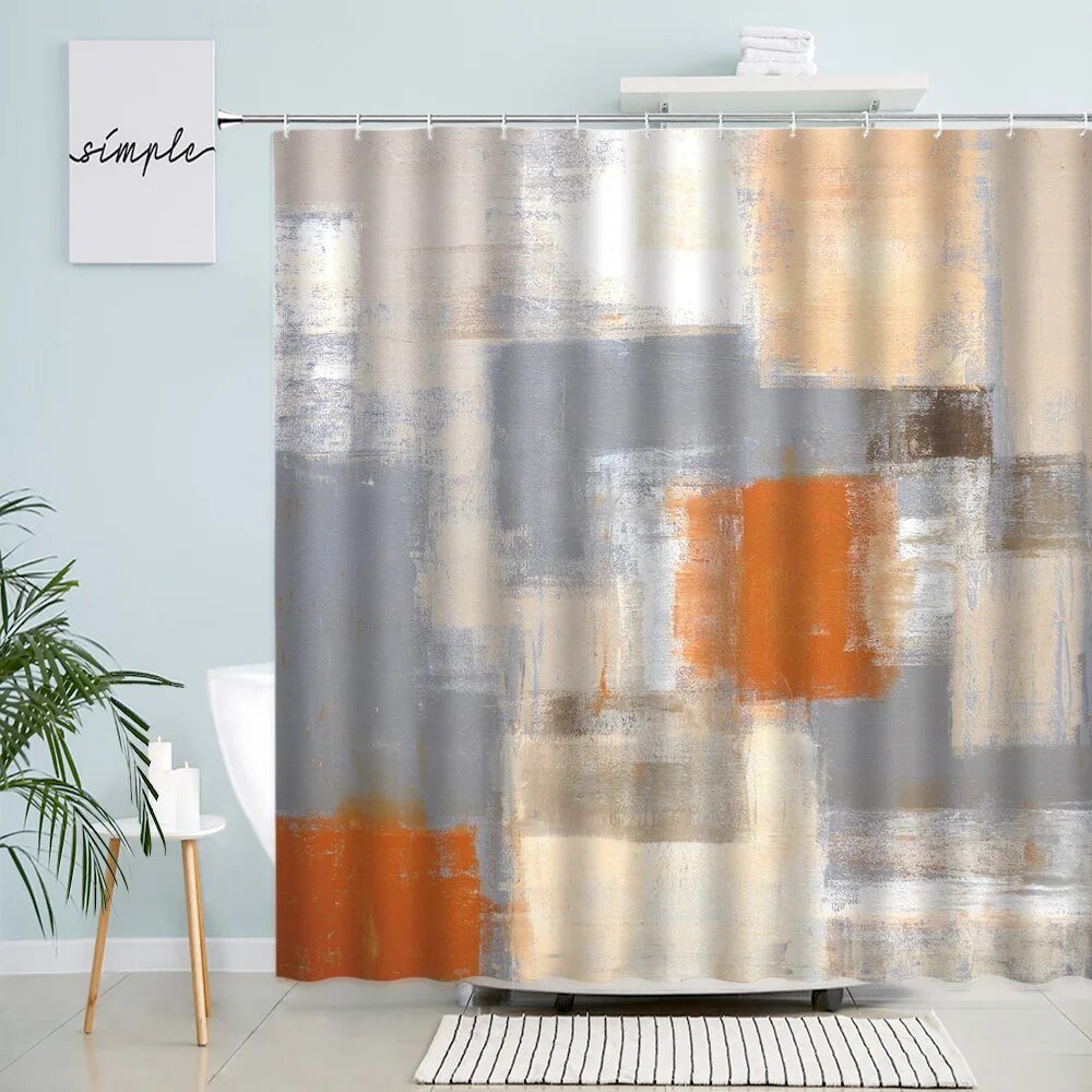 best 3D Black Red Grey White Splicing Geometric Shower Curtain Plaid Creative Design Modern Home Bathroom Decor Curtains Fabric Hooks shop online at M2K Trends for