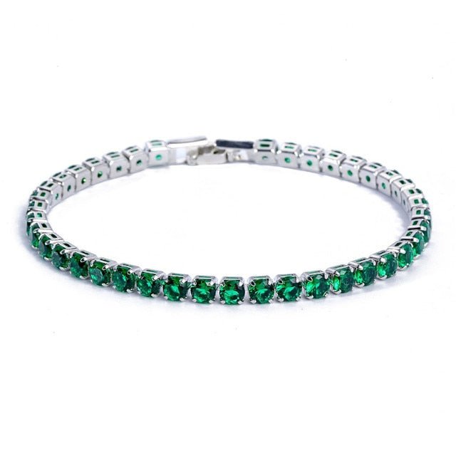 best 4mm Cubic Zirconia Green Tennis Bracelet Chain Bracelets For Women Men Gold Silver Color Hand Chain CZ Chain Homme Jewelry 0 shop online at M2K Trends for