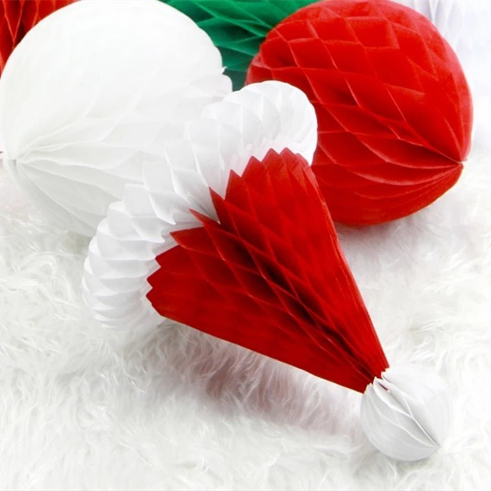 best 8inch/12inch Honeycomb Ball Christmas Hat Christmas Tree Decoration Lantern Paper Flower Pendant Scene Layout Xmas Ornaments shop online at M2K Trends for