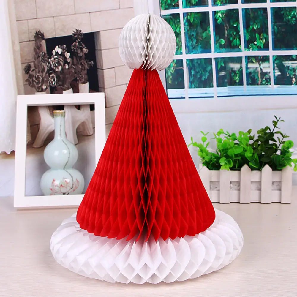 best 8inch/12inch Honeycomb Ball Christmas Hat Christmas Tree Decoration Lantern Paper Flower Pendant Scene Layout Xmas Ornaments shop online at M2K Trends for