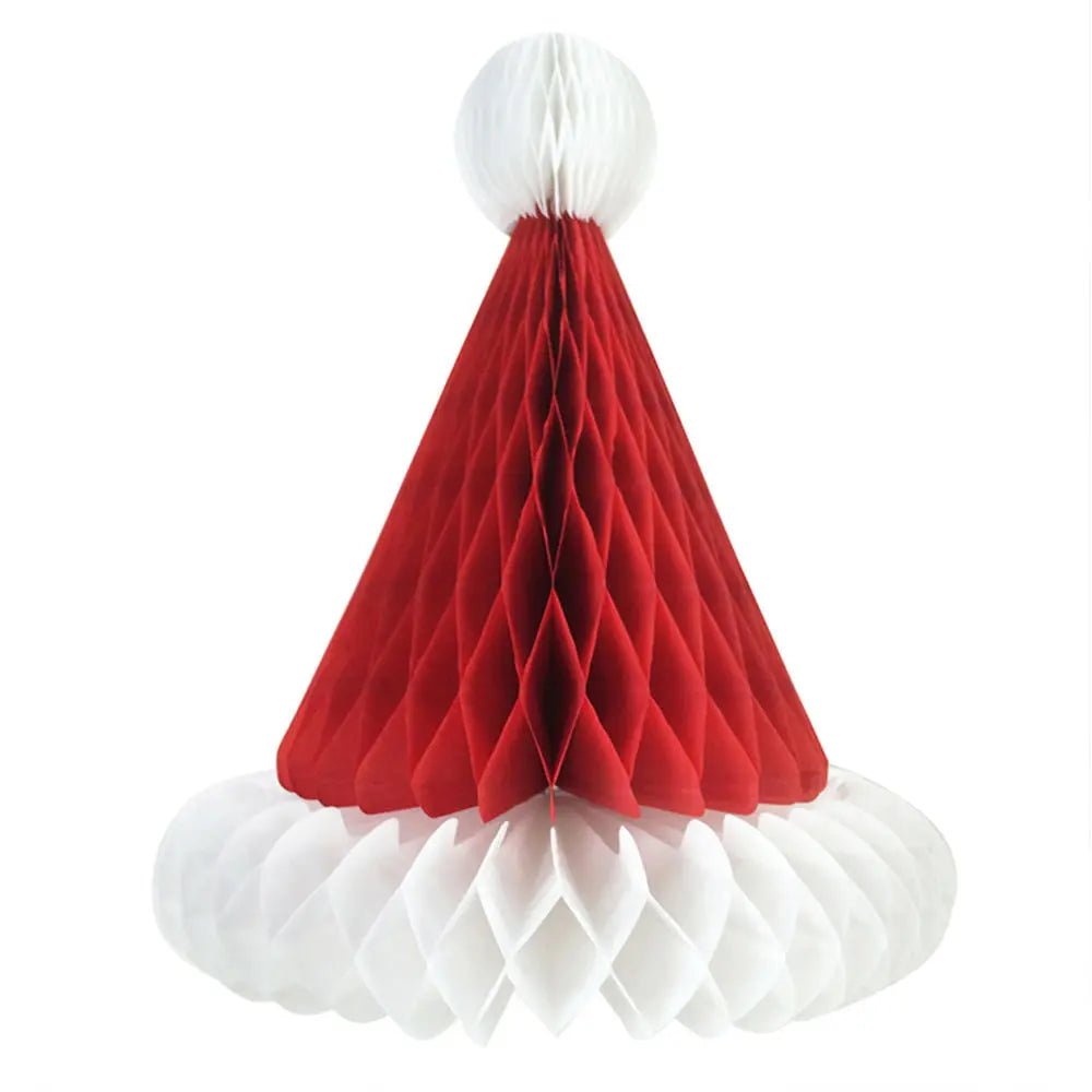 best 8inch/12inch Honeycomb Ball Christmas Hat Christmas Tree Decoration Lantern Paper Flower Pendant Scene Layout Xmas Ornaments shop online at M2K Trends for