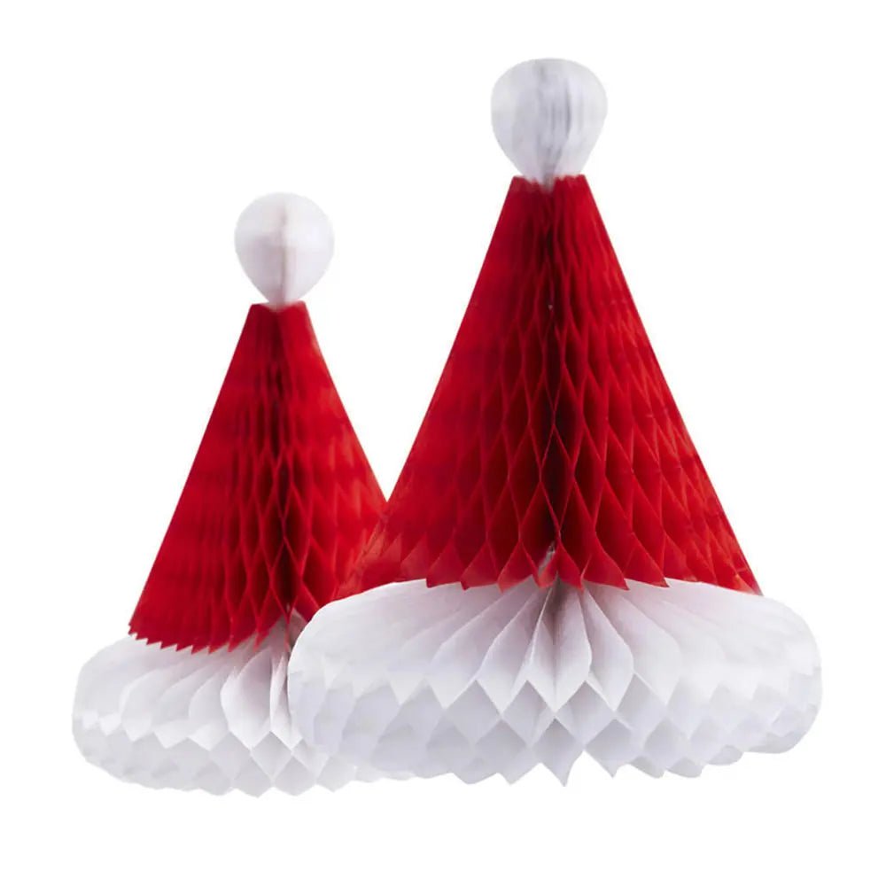 best 8inch/12inch Honeycomb Ball Christmas Hat Christmas Tree Decoration Lantern Paper Flower Pendant Scene Layout Xmas Ornaments shop online at M2K Trends for