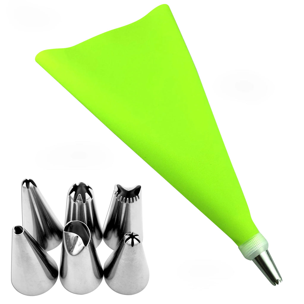 best 8PCS/bag Silicone Icing Piping Cream Pastry Bag + 6 Stainless Steel Cake Nozzle DIY Cake Decorating Tips Fondant Pastry Tools Silicone Icing Piping Cream Pastry Bag shop online at M2K Trends for 6 Stainless Steel Cake Nozzle DIY Cake Decorating Tips