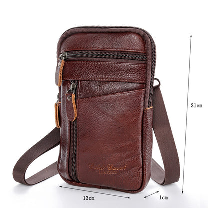 Men&#39;s Genuine Leather Waist Packs Phone Pouch Bags Waist Bag Male Small Chest Shoulder Belt Bag 2021 Designer Crossbody Bags