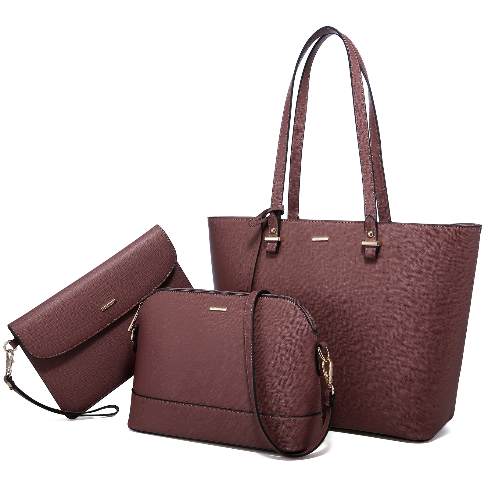 best LOVEVOOK 2022 Brand Designer PU Leather Ladies Shoulder Hand bag 3 pcs Luxury Purse and Handbags Set Large Cute Women Tote Bags shop online at M2K Trends for