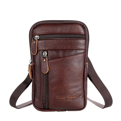 Men&#39;s Genuine Leather Waist Packs Phone Pouch Bags Waist Bag Male Small Chest Shoulder Belt Bag 2021 Designer Crossbody Bags