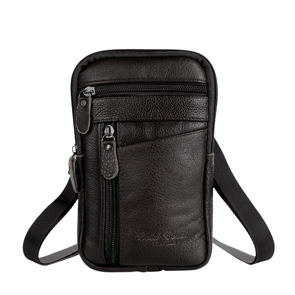 Men&#39;s Genuine Leather Waist Packs Phone Pouch Bags Waist Bag Male Small Chest Shoulder Belt Bag 2021 Designer Crossbody Bags