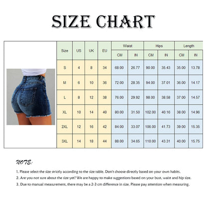 Women Denim Shorts  New Summer Lady Clothing High Waist Jeans Shorts Fringe Frayed Ripped Casual Hot Shorts With Pockets