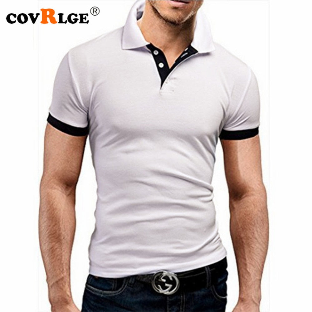 Covrlge Polo Shirt Men Summer Stritching Men&#39;s Shorts Sleeve Polo Business Clothes Luxury Men Tee Shirt Brand Polos MTP129