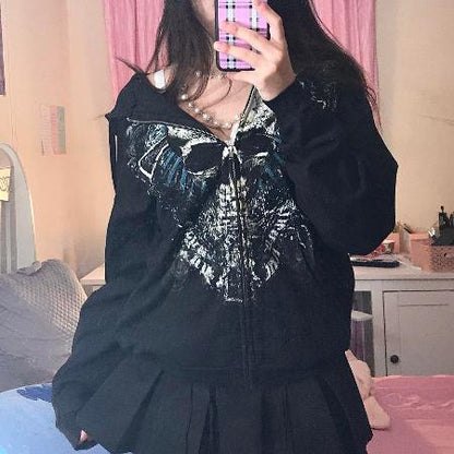 M2K Trends: Gothic Grunge Skull Zip Up Hoodies