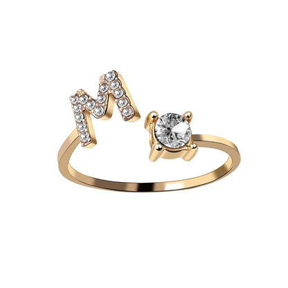 best A-Z Letter Adjustable Opening Rings For Women Couple Alphabet Name Men Initials Ring Men Wedding Finger Jewelry anillos mujer Jewelry & Watches shop online at M2K Trends for Fashion Jewelry