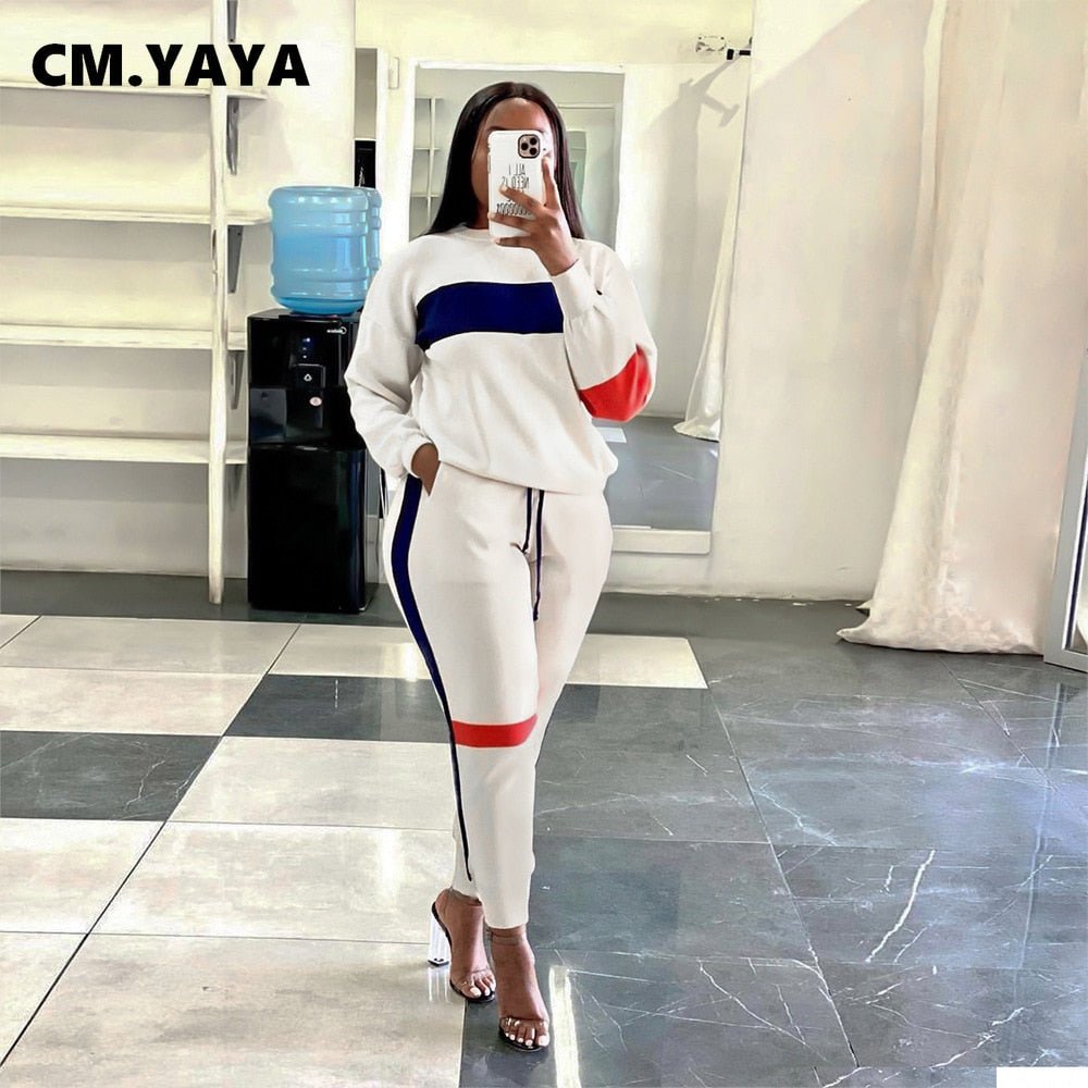 best Active Two 2 Pieces Set for Women Fall Winter Fitness Outfit Pullover Sweatshirt + Jogger Pants Sporty Street Tracksuit Active Two 2 Pieces Set for Women shop online at M2K Trends for