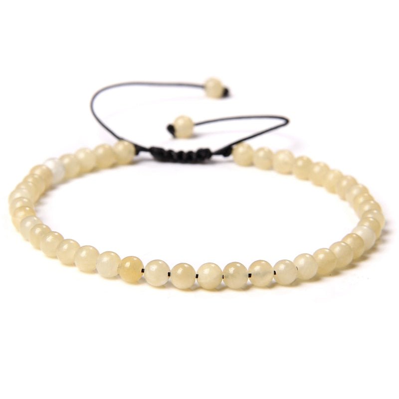 best Adjustable 4MM Stone Beads Bracelet For Women Natural Agates Bangles Onyx Lapis Lazuli Woven Bracelet For New Year Gift Jewelry 0 shop online at M2K Trends for
