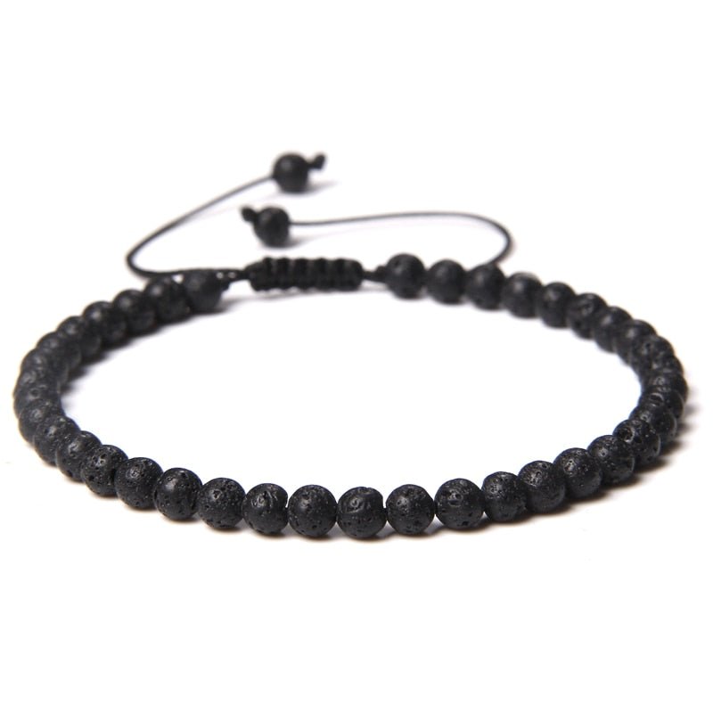 best Adjustable 4MM Stone Beads Bracelet For Women Natural Agates Bangles Onyx Lapis Lazuli Woven Bracelet For New Year Gift Jewelry 0 shop online at M2K Trends for