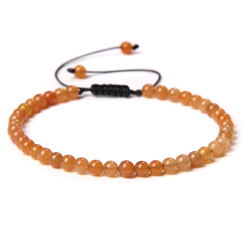 best Adjustable 4MM Stone Beads Bracelet For Women Natural Agates Bangles Onyx Lapis Lazuli Woven Bracelet For New Year Gift Jewelry 0 shop online at M2K Trends for