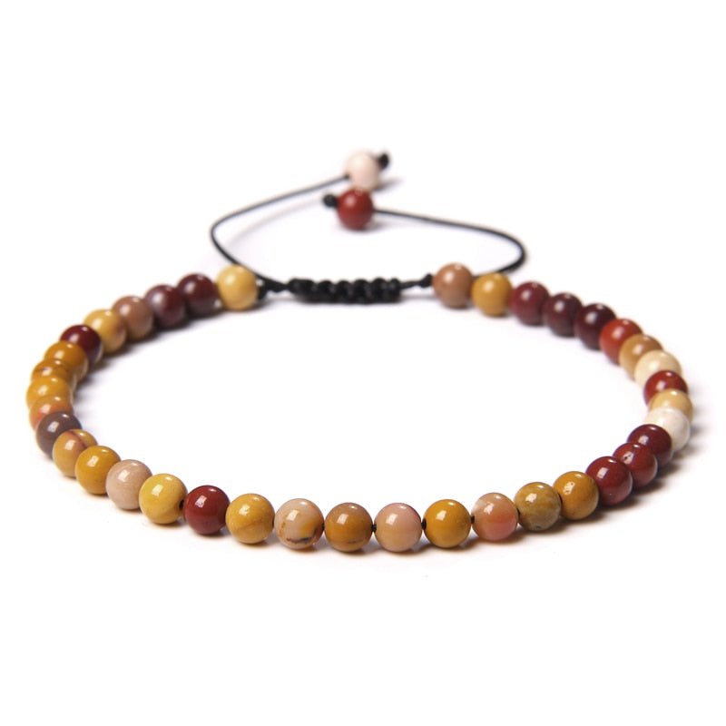 best Adjustable 4MM Stone Beads Bracelet For Women Natural Agates Bangles Onyx Lapis Lazuli Woven Bracelet For New Year Gift Jewelry 0 shop online at M2K Trends for