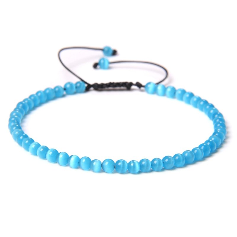 best Adjustable 4MM Stone Beads Bracelet For Women Natural Agates Bangles Onyx Lapis Lazuli Woven Bracelet For New Year Gift Jewelry 0 shop online at M2K Trends for