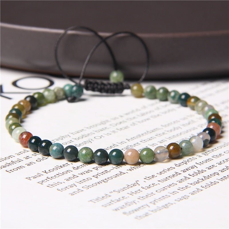 best Adjustable 4MM Stone Beads Bracelet For Women Natural Agates Bangles Onyx Lapis Lazuli Woven Bracelet For New Year Gift Jewelry 0 shop online at M2K Trends for