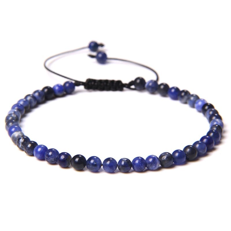 best Adjustable 4MM Stone Beads Bracelet For Women Natural Agates Bangles Onyx Lapis Lazuli Woven Bracelet For New Year Gift Jewelry 0 shop online at M2K Trends for
