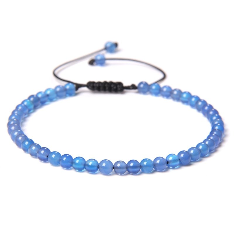 best Adjustable 4MM Stone Beads Bracelet For Women Natural Agates Bangles Onyx Lapis Lazuli Woven Bracelet For New Year Gift Jewelry 0 shop online at M2K Trends for