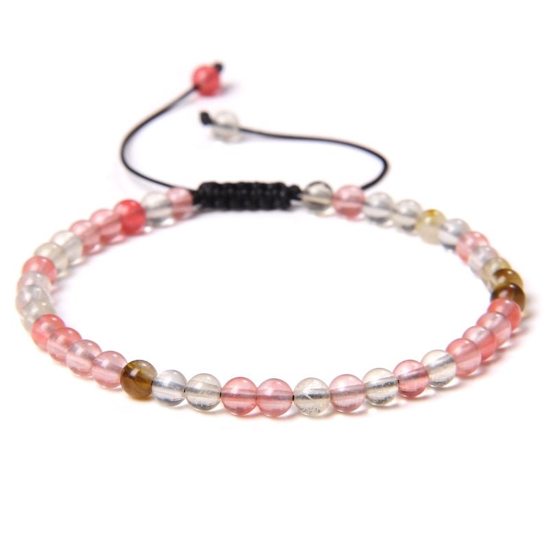 best Adjustable 4MM Stone Beads Bracelet For Women Natural Agates Bangles Onyx Lapis Lazuli Woven Bracelet For New Year Gift Jewelry 0 shop online at M2K Trends for