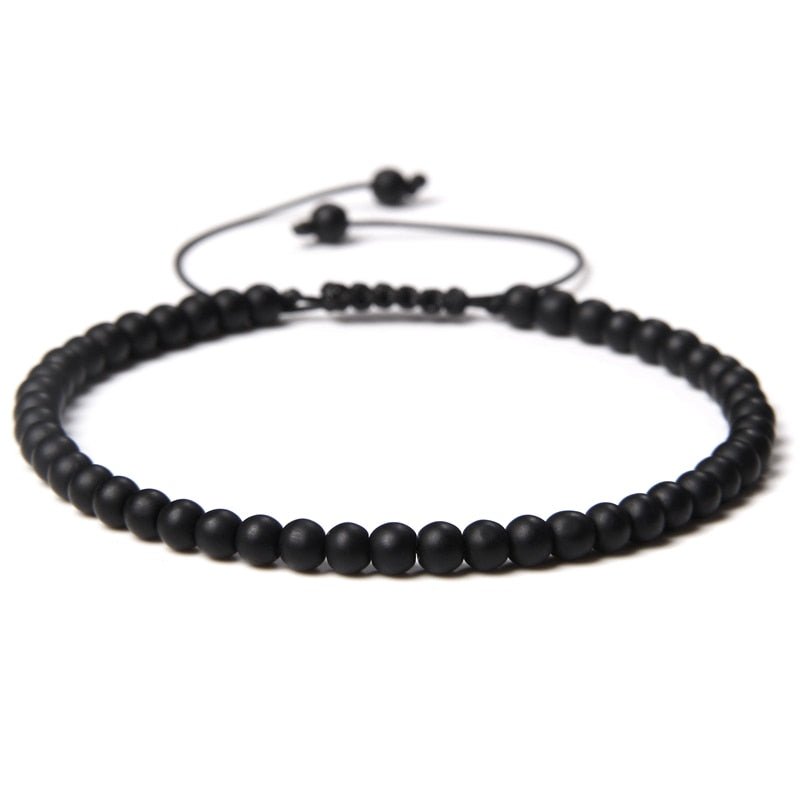 best Adjustable 4MM Stone Beads Bracelet For Women Natural Agates Bangles Onyx Lapis Lazuli Woven Bracelet For New Year Gift Jewelry 0 shop online at M2K Trends for