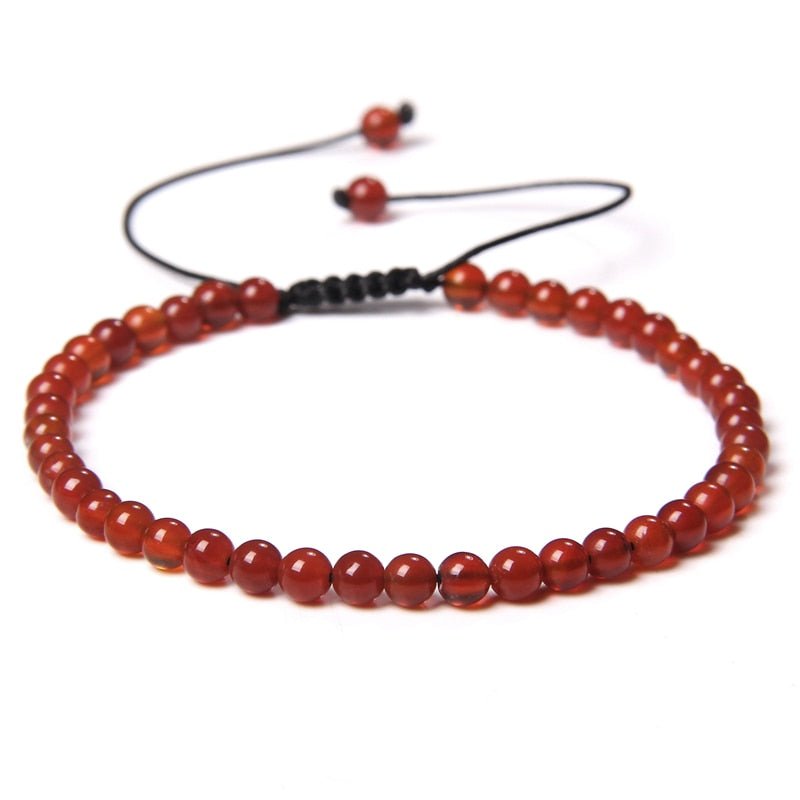 best Adjustable 4MM Stone Beads Bracelet For Women Natural Agates Bangles Onyx Lapis Lazuli Woven Bracelet For New Year Gift Jewelry 0 shop online at M2K Trends for