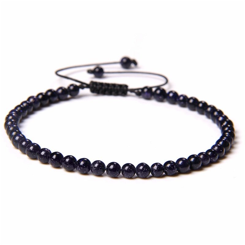 best Adjustable 4MM Stone Beads Bracelet For Women Natural Agates Bangles Onyx Lapis Lazuli Woven Bracelet For New Year Gift Jewelry 0 shop online at M2K Trends for