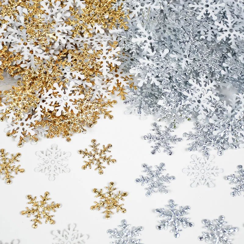 best affordable 270pcs 2cm Gold Silver Snowflake Confetti Christmas Decoration For Home Artificial Snow Xmas New Year Party Decor Table Ornament shop online at M2K Trends for