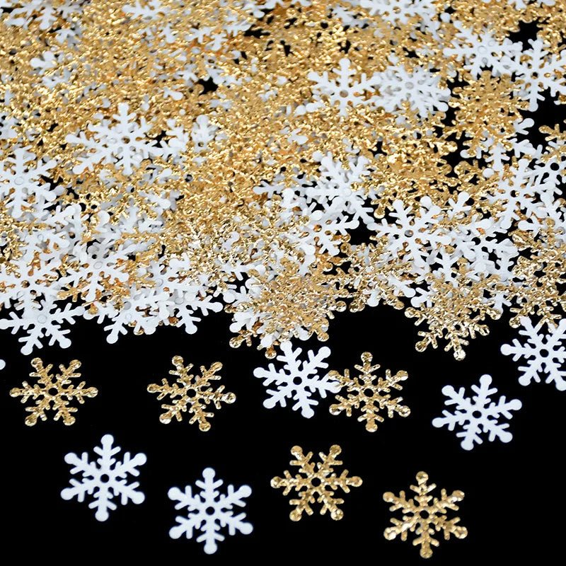 best affordable 270pcs 2cm Gold Silver Snowflake Confetti Christmas Decoration For Home Artificial Snow Xmas New Year Party Decor Table Ornament shop online at M2K Trends for